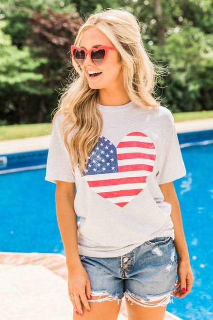 I Heart The Flag Graphic Tee | The Pink Lily Boutique