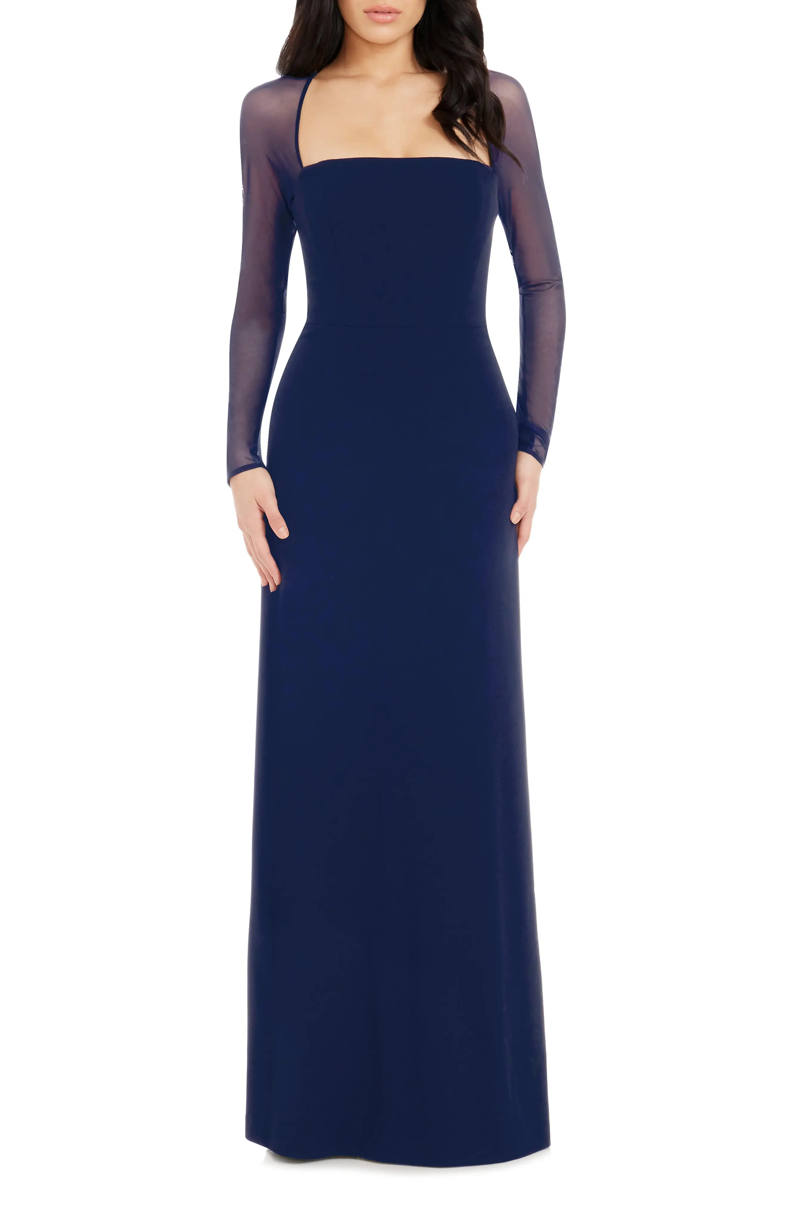 Dress the Population Maxwell Square Neck Long Sleeve Gown (Women) | Nordstrom | Nordstrom