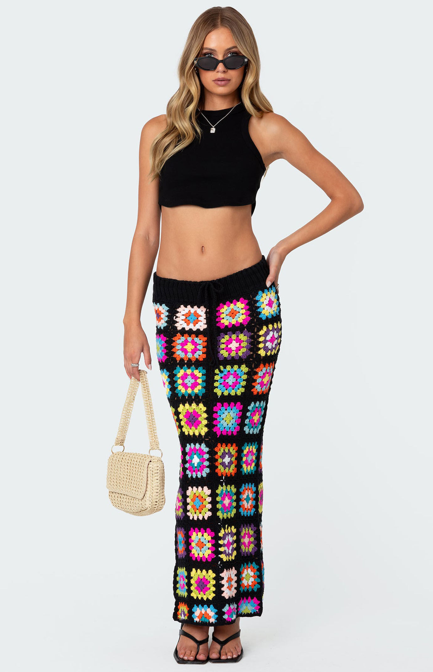 Edikted Women's Patchwork Crochet Maxi Skirt - Size Medium | PacSun