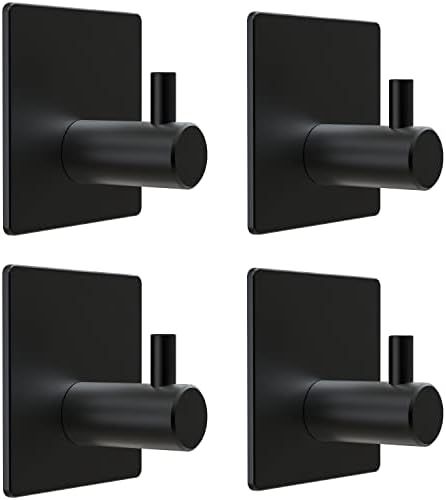 Adhesive Towel Hooks Wall Hooks for Hanging – Matte Black SUS304 Stainless Steel Waterproof wit... | Amazon (US)