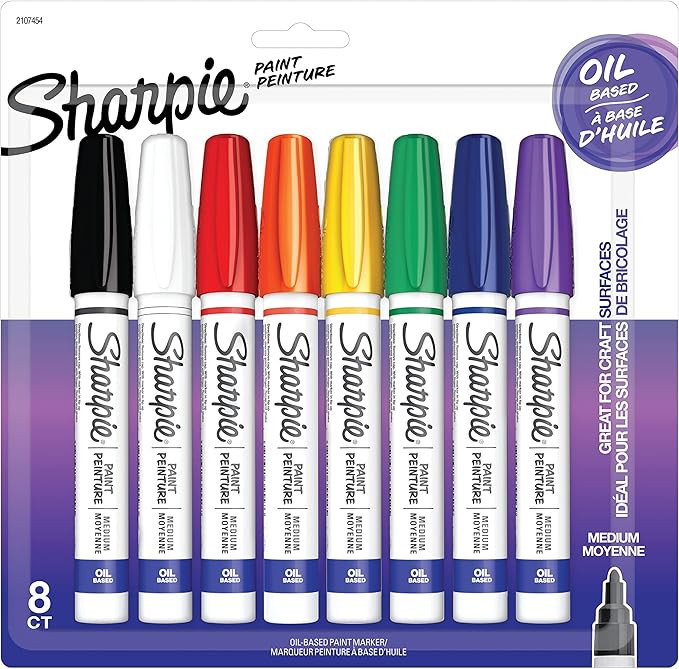 Sharpie Oil-Based Paint Markers, Medium Point, Assorted Colors, 8 Count - Great for Rock Painting | Amazon (US)