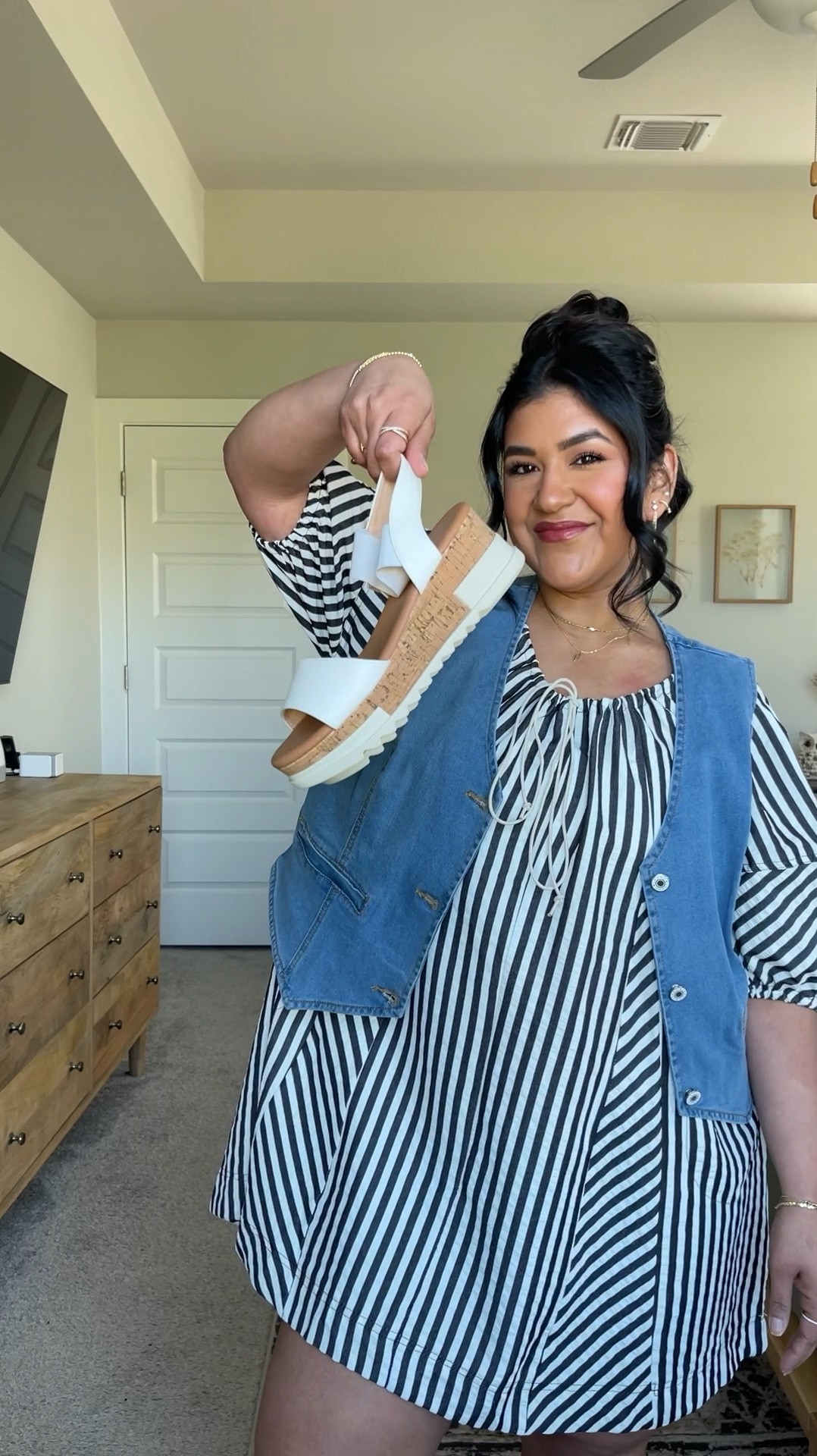 SIZING: I’m 5’1”, size 10-12, large⁣ // DRESS: wearing a medium, size down one, runs a little big! This is SO comfortable, loose, and oversized, and comes in lots of cute colors.⁣ // VEST: wearing size large, shade light blue. Comes in lots of colors like black, army green, and white!⁣ // SHOES: true to size, stretchy bands, and cushioned foot bed.⁣ 

#LTKFindsUnder50 #LTKMidsize #LTKPetite