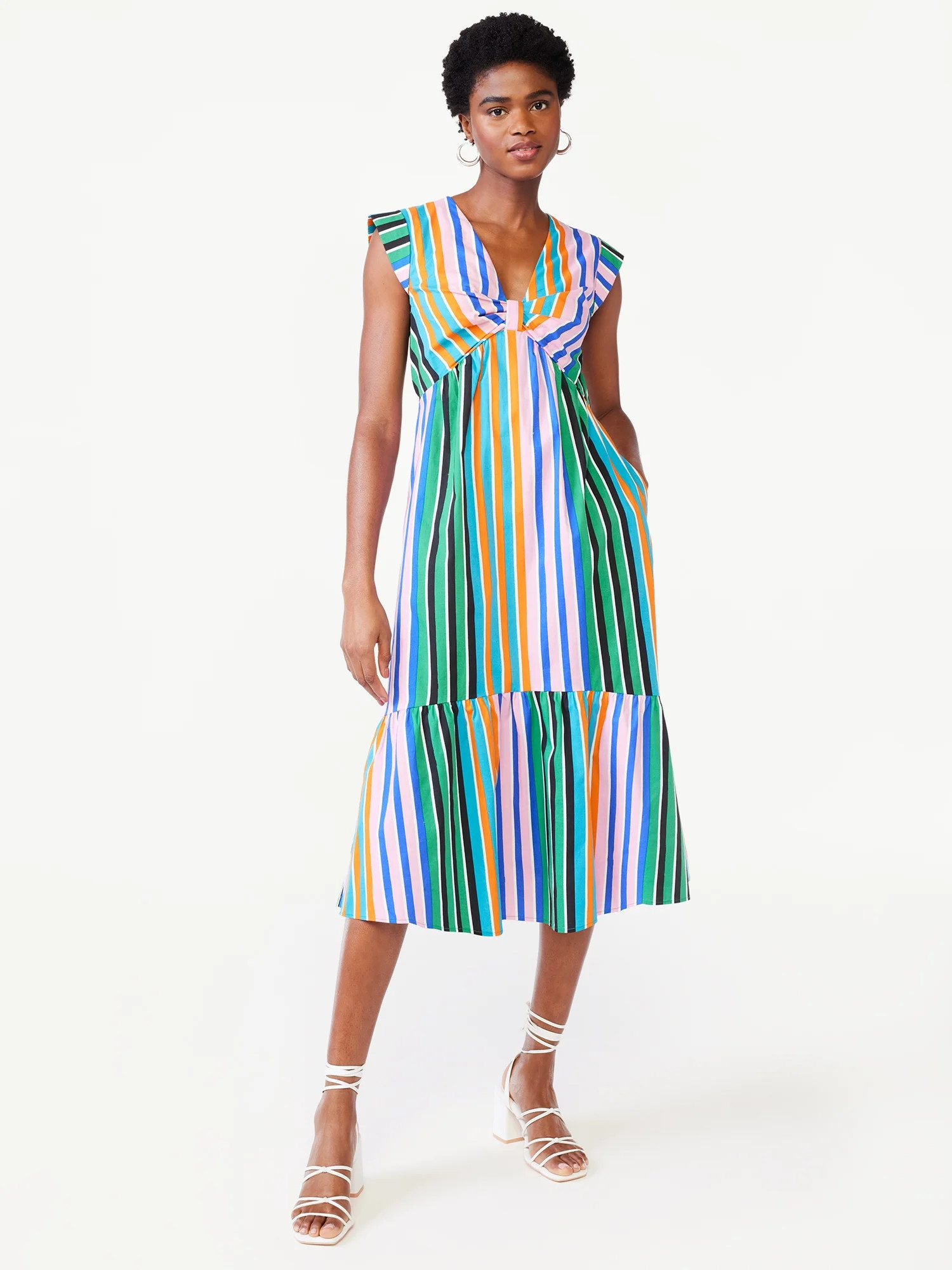 Scoop Women's Knot Front Midi Dress | Walmart (US)