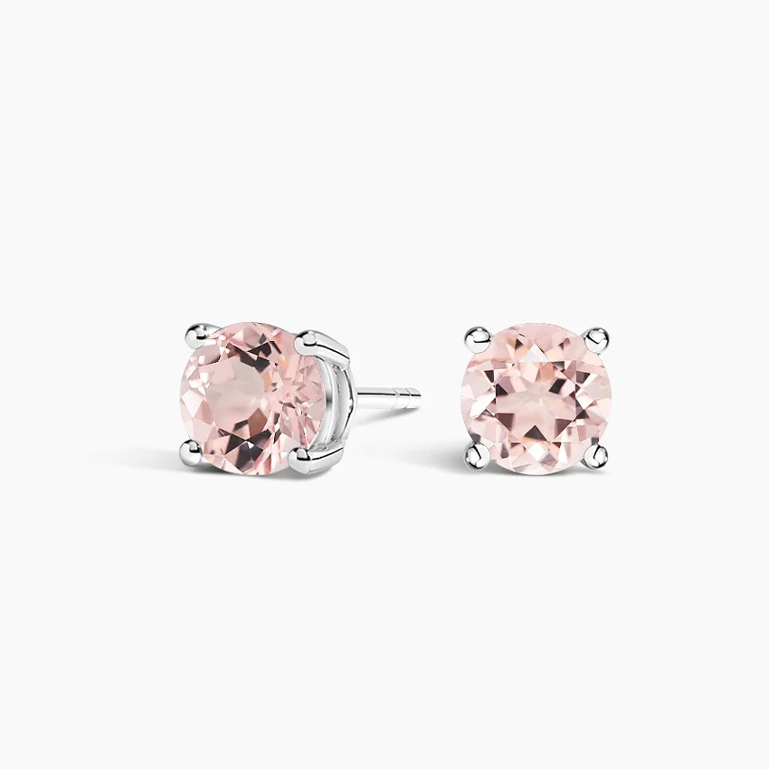 Solitaire Morganite Stud Earrings in Silver | Brilliant Earth