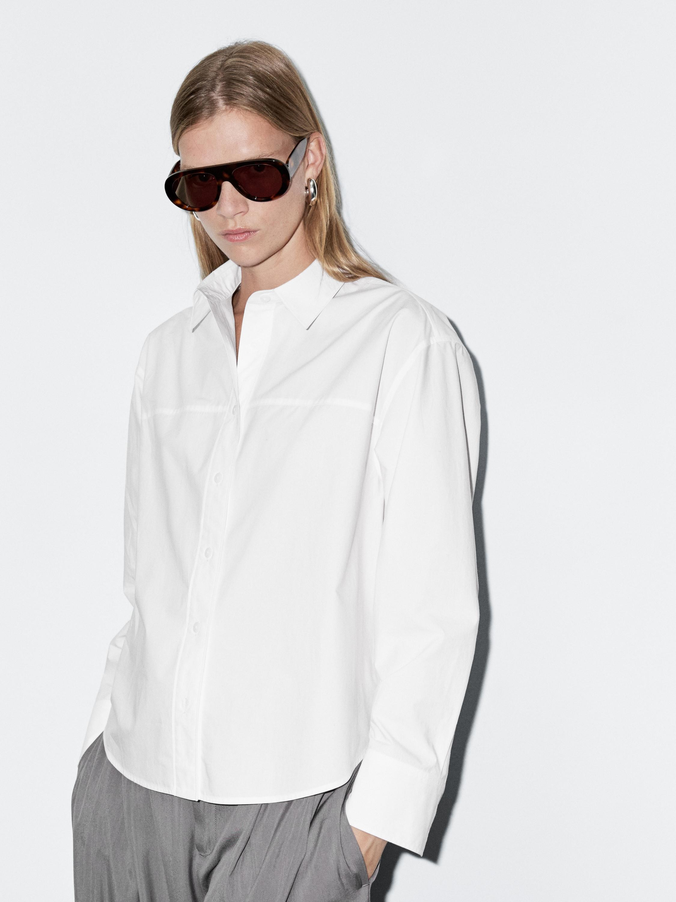 100% cotton shirt with seam detail | Massimo Dutti US