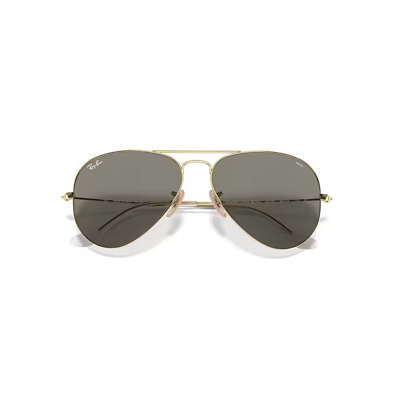 Ray-Ban Aviator Clear Evolve Sunglasses Shiny Gold Frame Grey Lenses 62-14 | Ray-Ban (US)