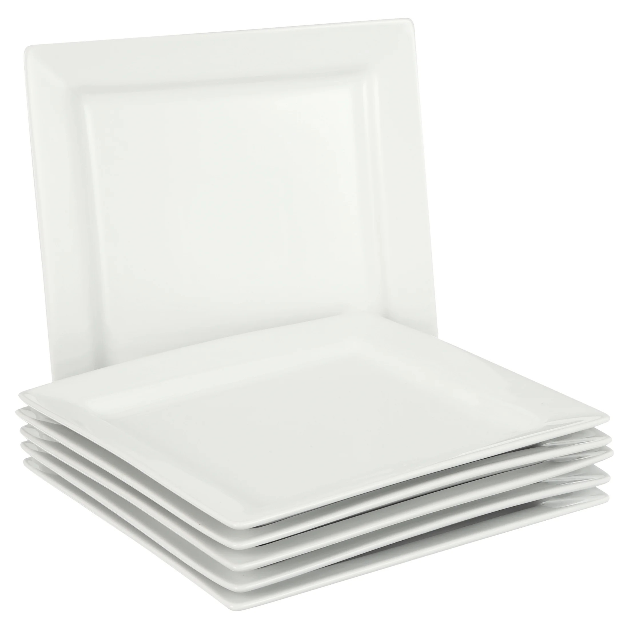 Better Homes & Gardens Square Porcelain Dinner Plates, White, Set of 6 | Walmart (US)