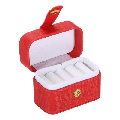 Unique Bargains 4 Slots PU Leather Velvet Cloth Travel Jewelry Holder Red | Target