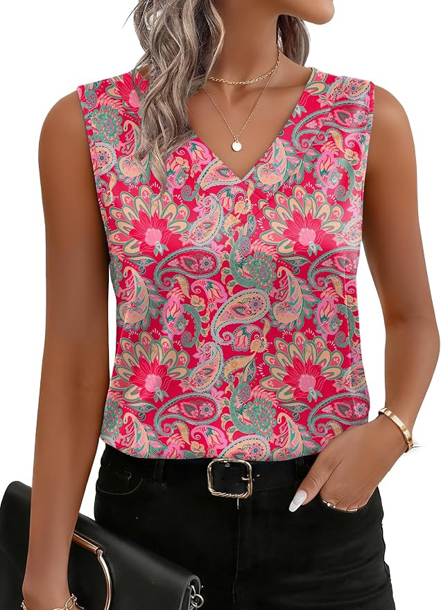 Zeagoo Women's Silk Satin Tank Tops V Neck Camisoles Sleeveless Blouses | Amazon (US)