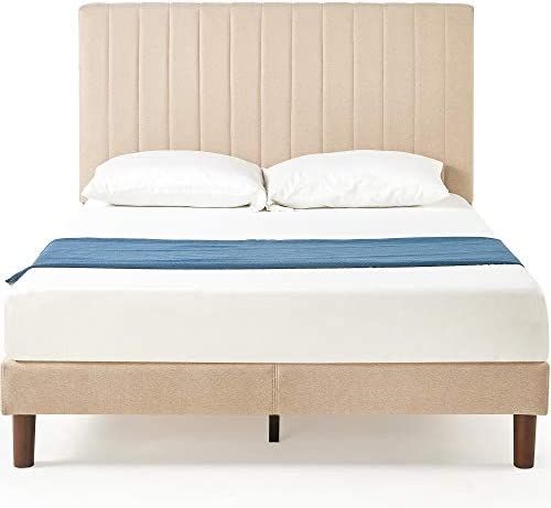 ZINUS Debi Upholstered Platform Bed Frame / Mattress Foundation / Wood Slat Support / No Box Spring  | Amazon (US)