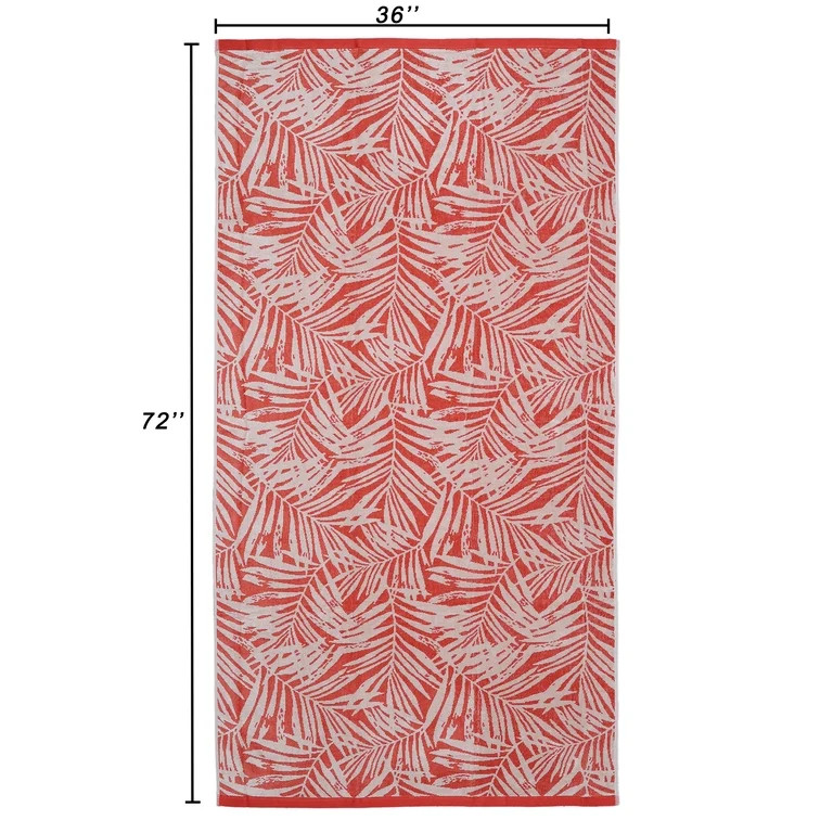 Mainstays Oversized Cotton Blend Blend Beach Towel, 36 x 72 in, Red Palm | Walmart (US)