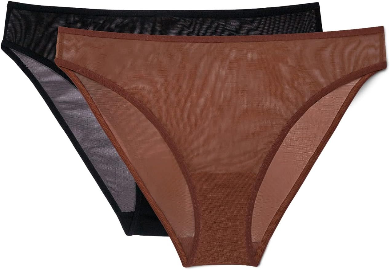 Smart & Sexy Women's Lace Trim & Mesh Panty 2 Packs Sexy Thongs & Cheeky Bikinis | Amazon (US)