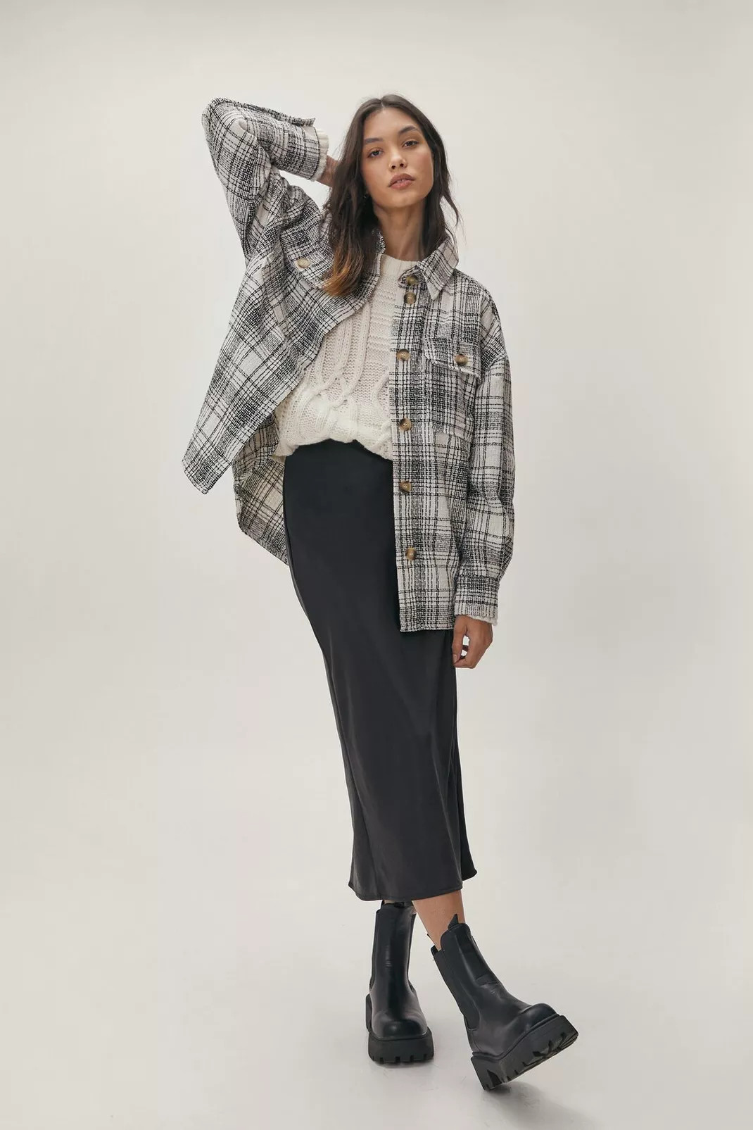 Oversized Button Down Check Shacket | NastyGal (UK, IE)
