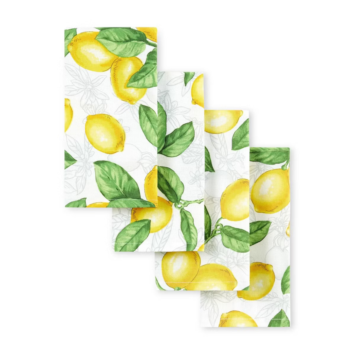 MARTHA STEWART Lots of Lemons Napkin Set 4-Pack, White/Yellow, 19"x19" | Target