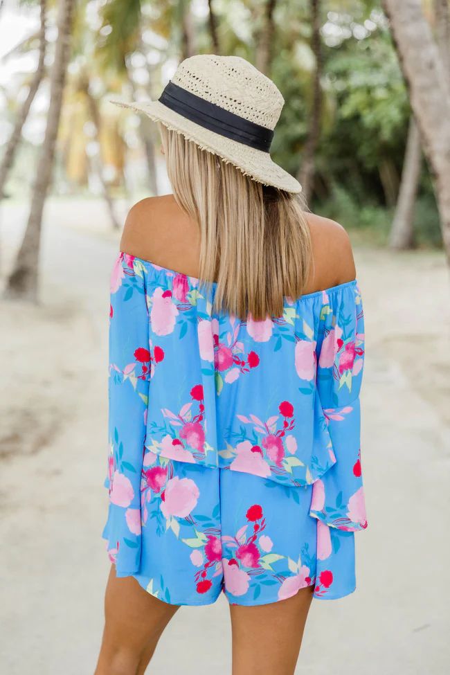 Dramatic Dreams Sky Blue Floral Romper | The Pink Lily Boutique