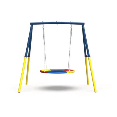 Heavy Duty A-Frame Metal Saucer Swing Set for Backyard - 440 lbs Weight Capacity Outdoor Flying Saucer Swing for Kids, Weather-Resistant Steel Playgro | Wayfair North America