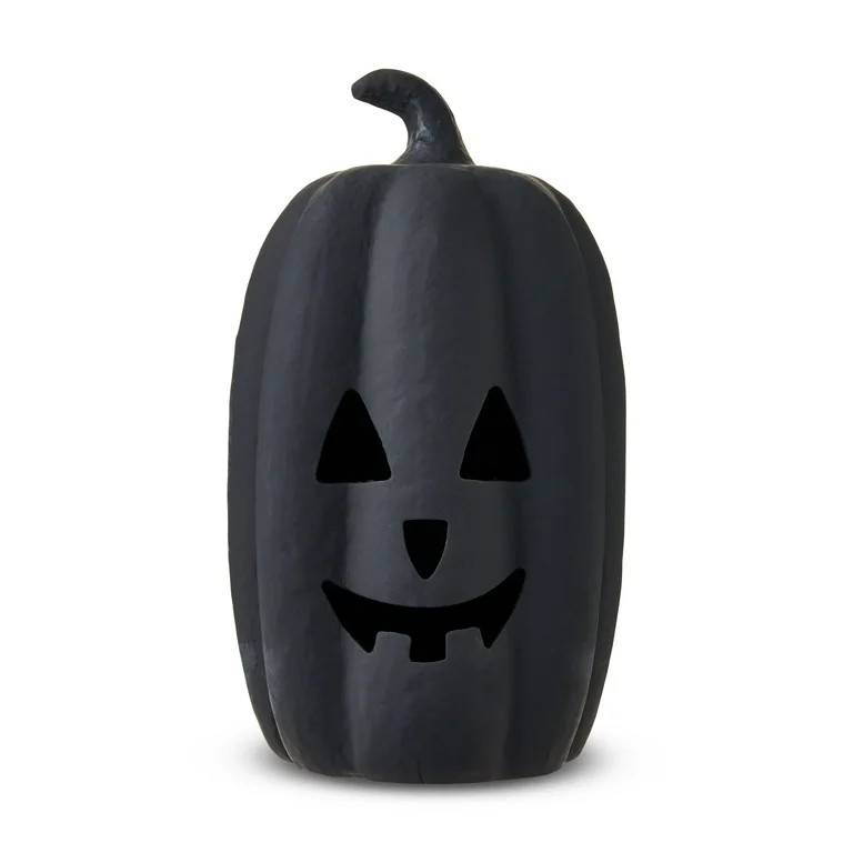 Paper Mache Pumpkin Black Tabletop Decor, 12" Height, Harvest by Way To Celebrate | Walmart (US)
