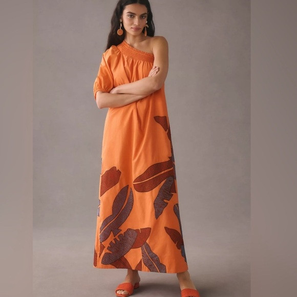 One-Shoulder Embroidered Maxi Dress | Poshmark