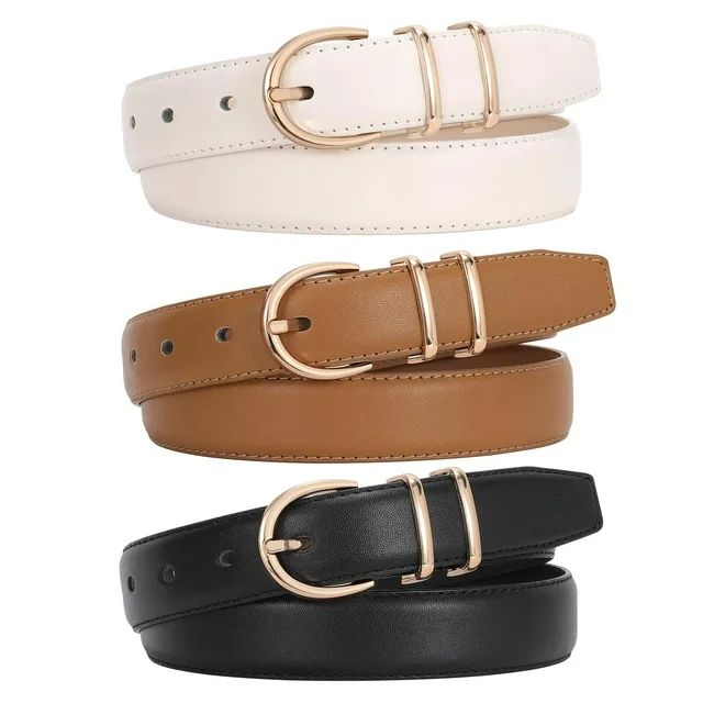 WHIPPY Women Leather Belts Ladies Dress Belt for Jeans 3 Pack | Walmart (US)