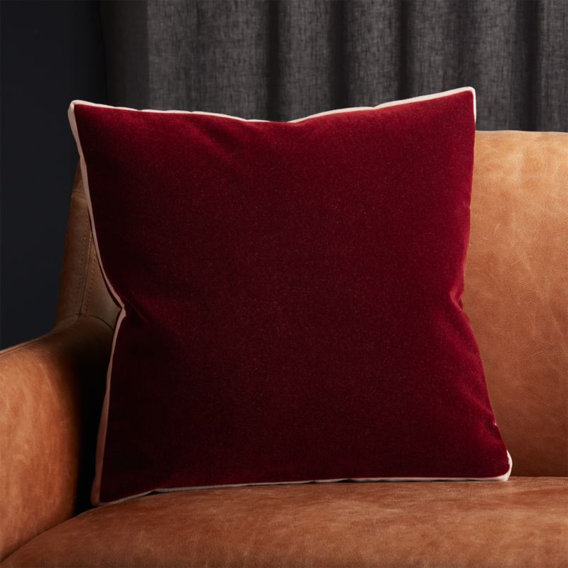 18" Bardo Rust Velvet Pillow with Feather-Down Pillow InsertCB2 Exclusive In stock and ready to s... | CB2