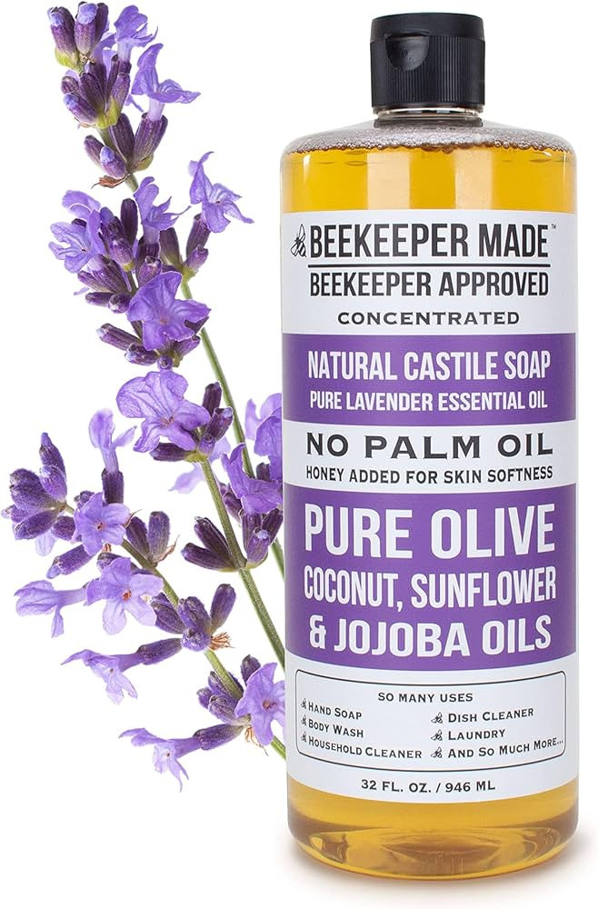 Beekeeper Made Natural Castile Soap, 32 fl oz | No Palm Oil, 8 Ingredients, Pure Olive, Coconut, ... | Amazon (US)