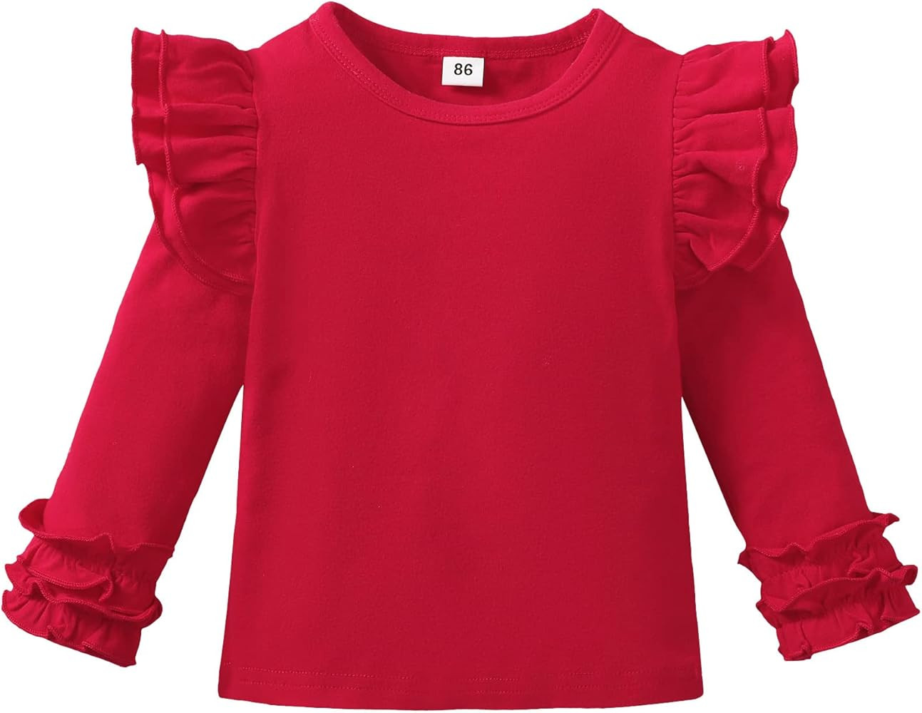Toddler Baby Girl Solid Color T-Shirt Kids Blouse Plain Ruffle Sleeve Top Cotton Casual Clothes | Amazon (US)