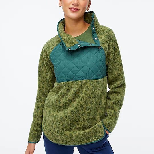 Quilted button-neck sherpa tunic | J.Crew Factory