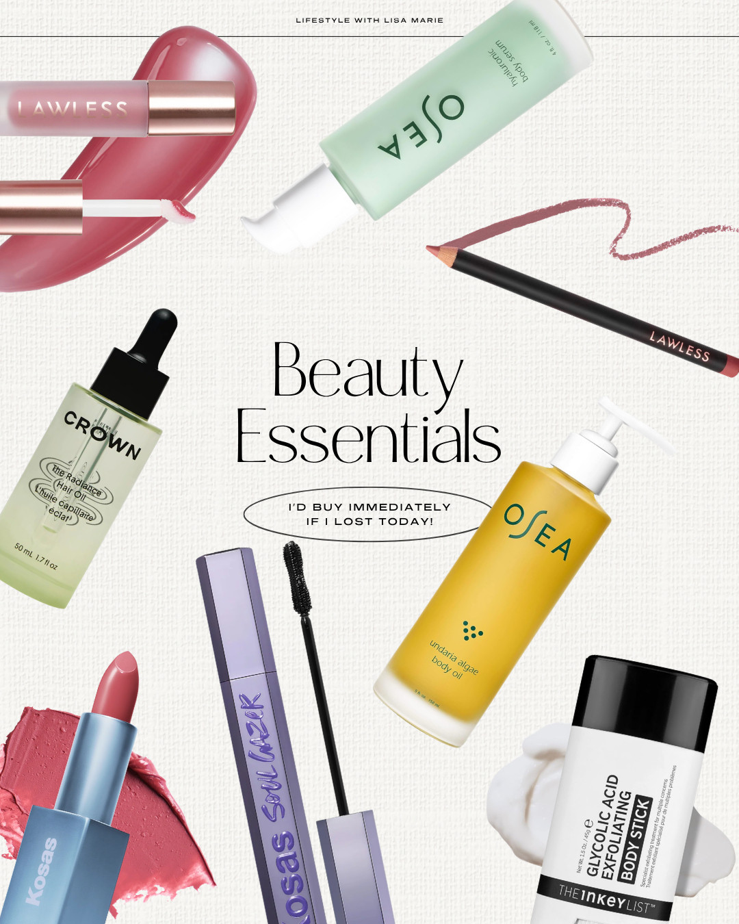 The beauty essentials I'd buy immediately if I lost them today! Clean beauty, cosmetics, skincare and makeup. Lash lengthening serum and mascara. Hydrating lipstick and lip oil. Anti-aging body serum and lotion. Heat protectant and frizz control serum.

#LTKgrwm #LTKmorningroutine #LTKBeauty