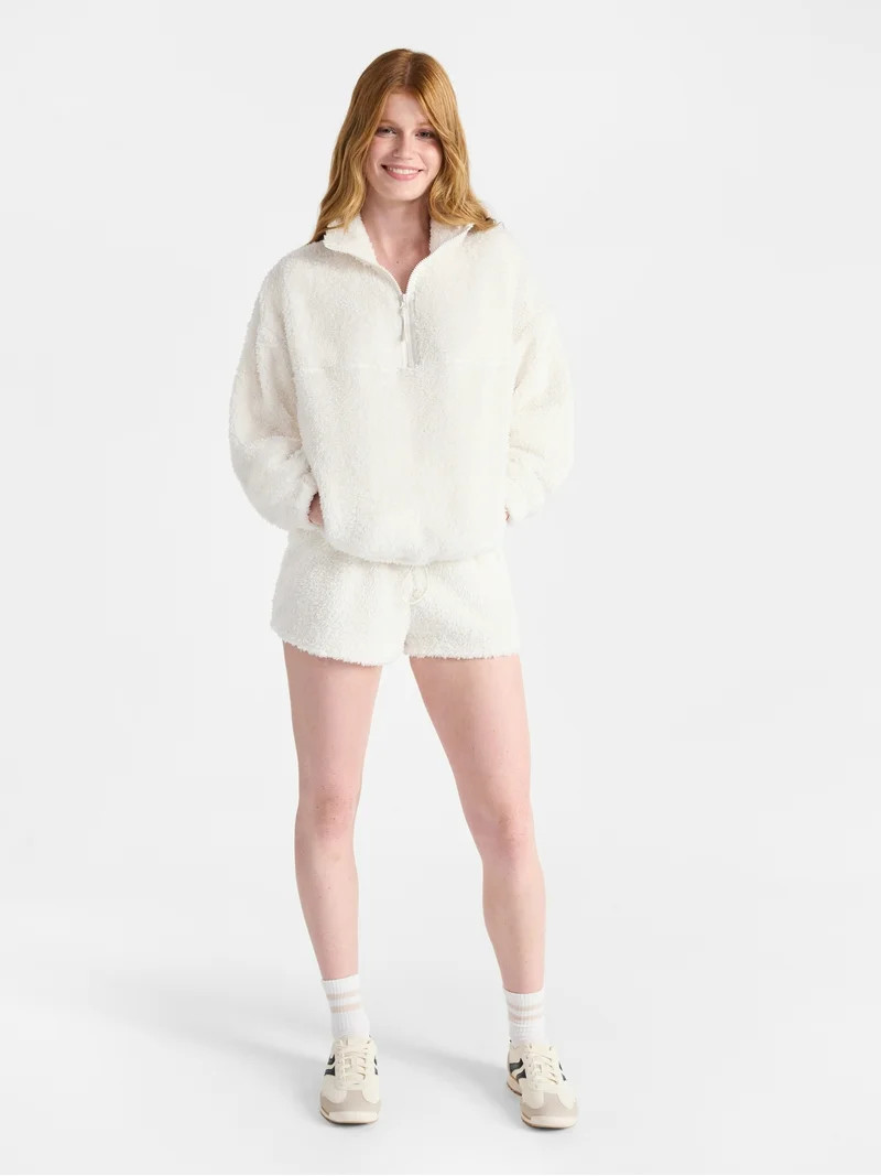 No Boundaries Plush Half-Zip Pullover, Women's and Plus | Walmart (US)