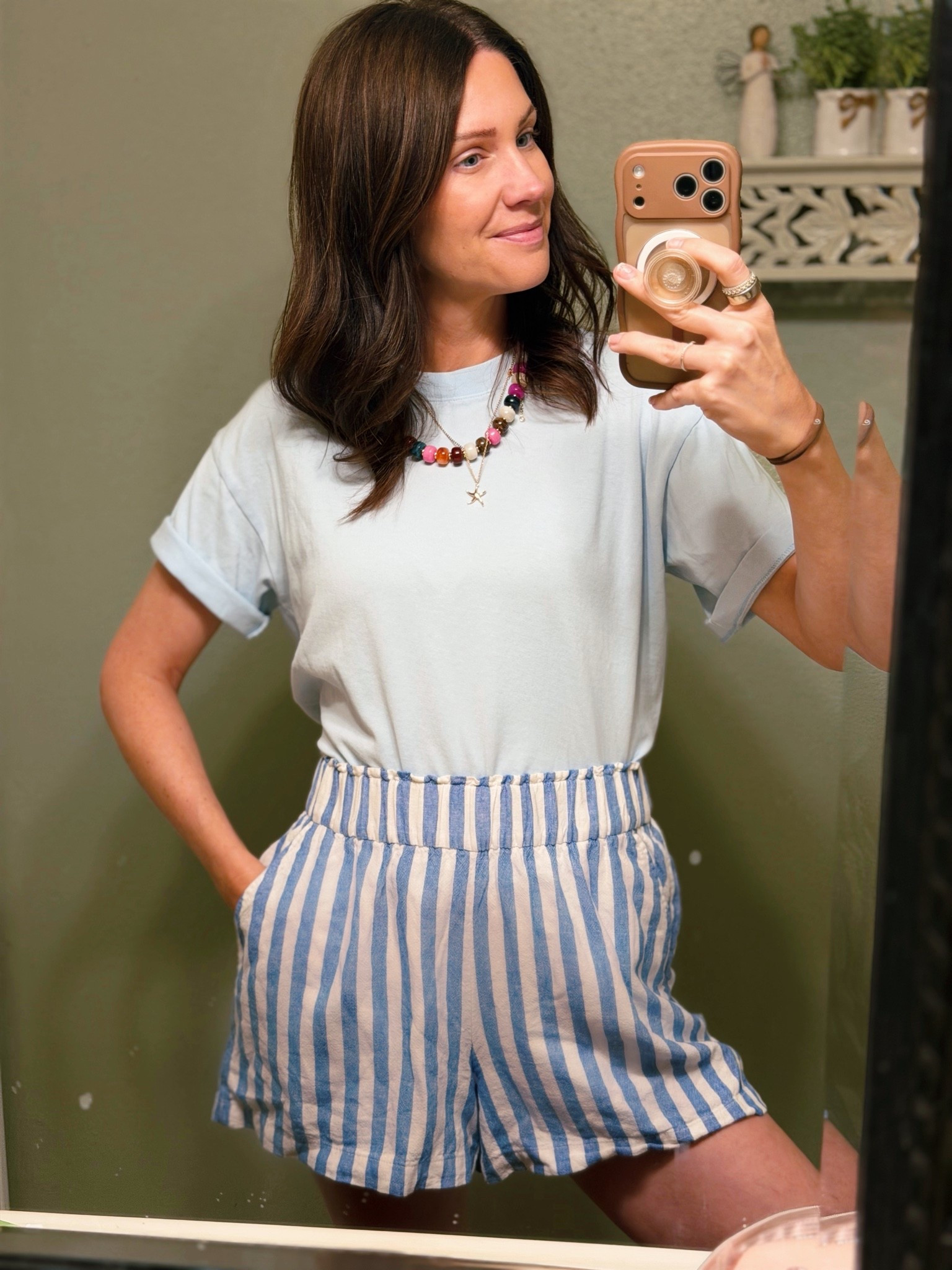 Basically my summer uniform. A comfy tee, linen shorts and stacked necklaces. Jelly shoes or sandals.

#LTKootd #LTKmomlife #LTKTravel