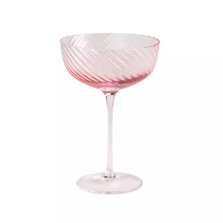Pink Sloped Ripple Coupe Glass | Kirklands