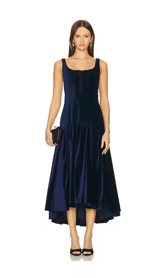 Diana Sleeveless Structured Midi Dress in Dark Midnight Blue | Revolve Clothing (Global)