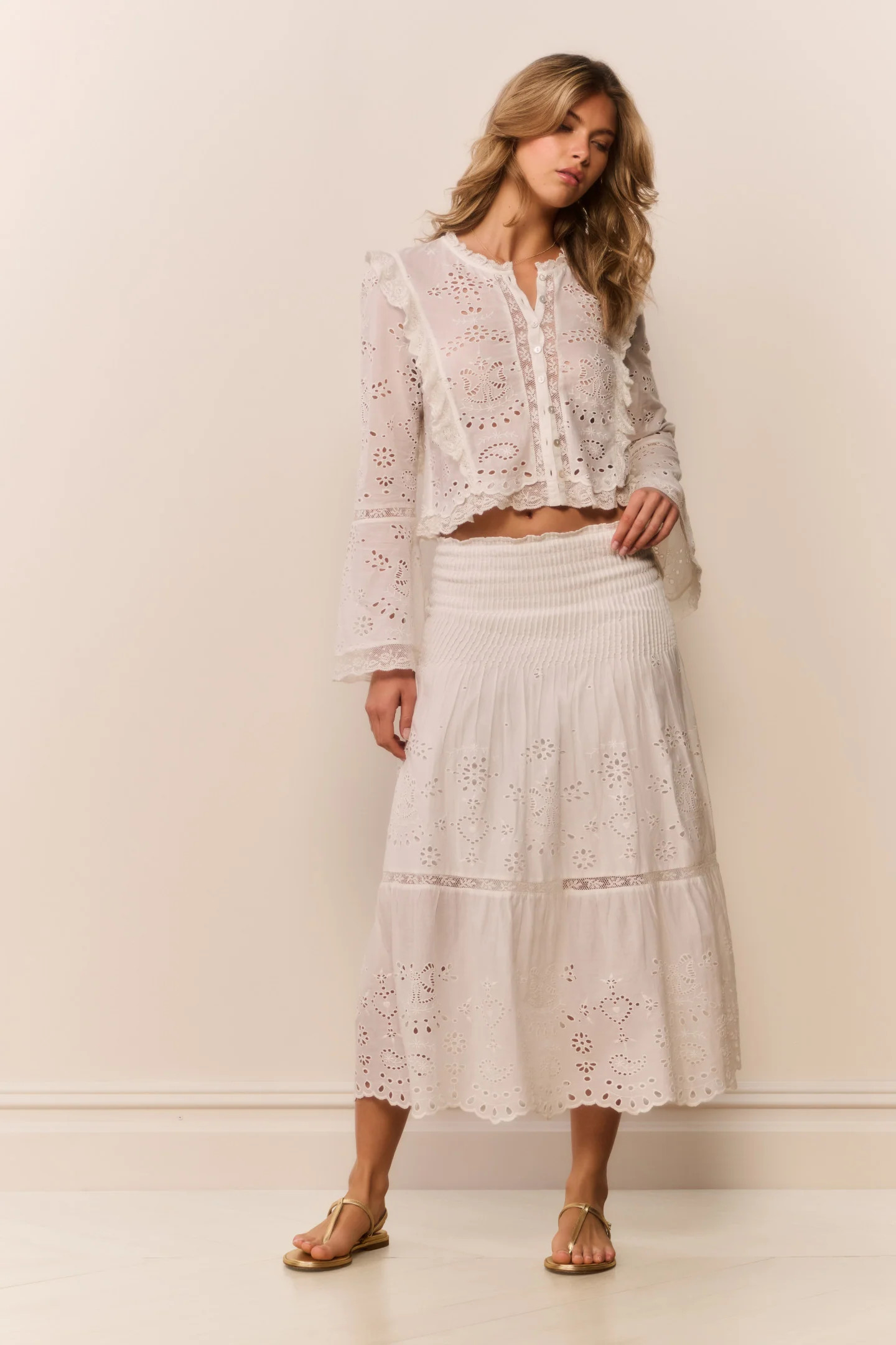 Mallow Cotton Bandana Eyelet Midi Skirt | LoveShackFancy