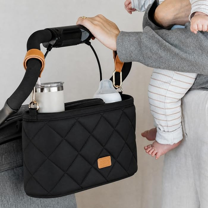 Beautiful Stroller Caddy Organizer With 2 Cup Holders - Zipper Pocket Bag | Amazon (US)