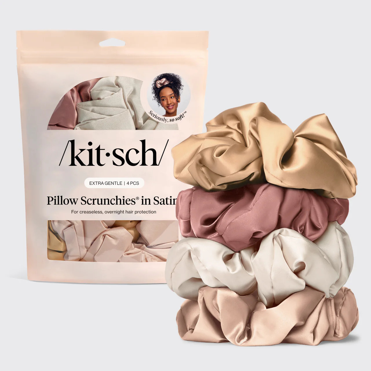 Blush Satin Pillow Scrunchies® 4pc Set | KITSCH | Kitsch