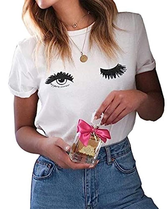 ROSEPARK Women Funny Printing Graphic T shirt | Amazon (US)
