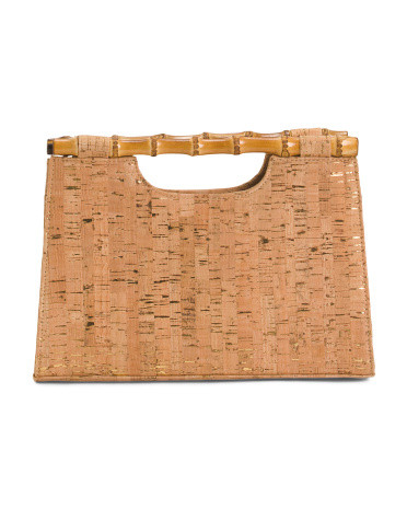Cork Clutch With Bamboo Handle | TJ Maxx