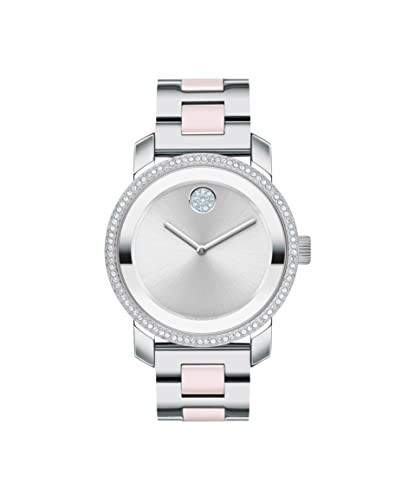 Movado Bold Iconic Women's Watch - Swiss Quartz 2H Movement, Stainless Steel Ceramic Center Link Bracelet - 3 ATM Water Resistance - Sparkling Crystal Details for Her - 36mm | Amazon (US)
