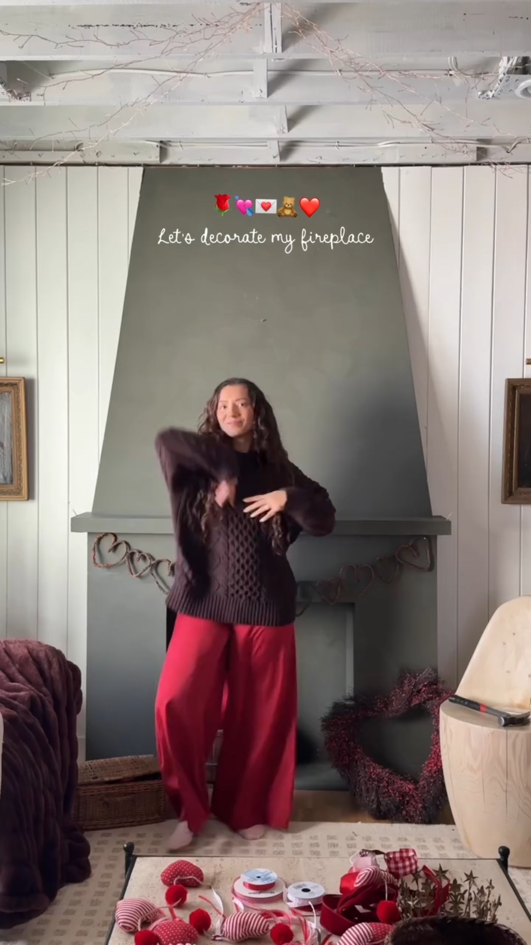 Valentine’s Day fireplace! 💘 I’ve been so inspired by Valentine’s Day these last couple weeks so I figured I’d continue the fun in the living room! I have a couple more DIYs I’m excited to share 🧸 this room is getting all festive and cheery and I’m here for it!! #valentinesday #valentinesdaydecor #ighome