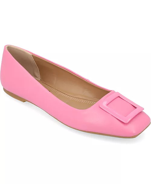 Journee Collection Women's Zimia Buckle Square Toe Ballet Flats - Macy's | Macy's