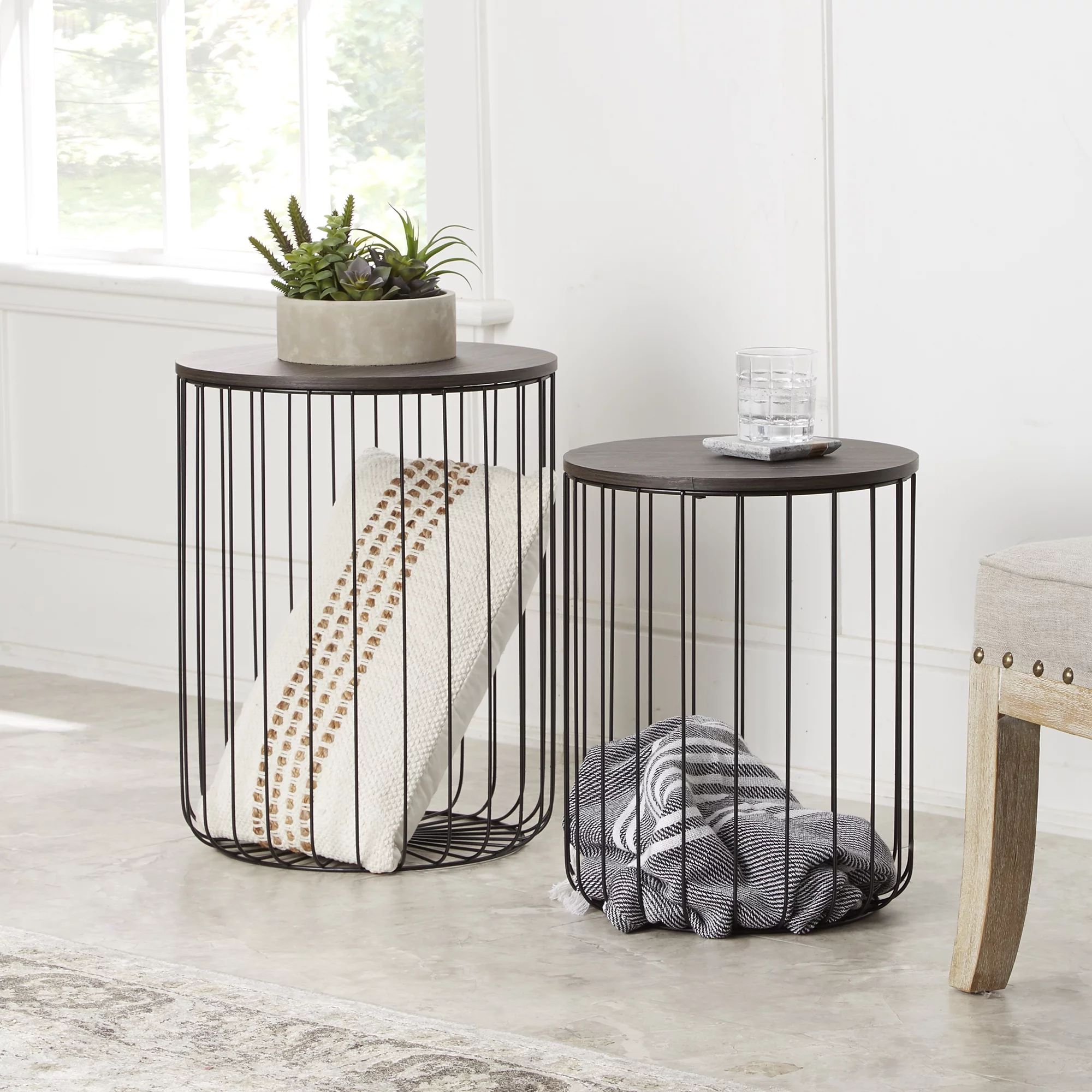 Better Homes & Gardens Storage Nesting Tables, Set of 2, Walnut Finish | Walmart (US)