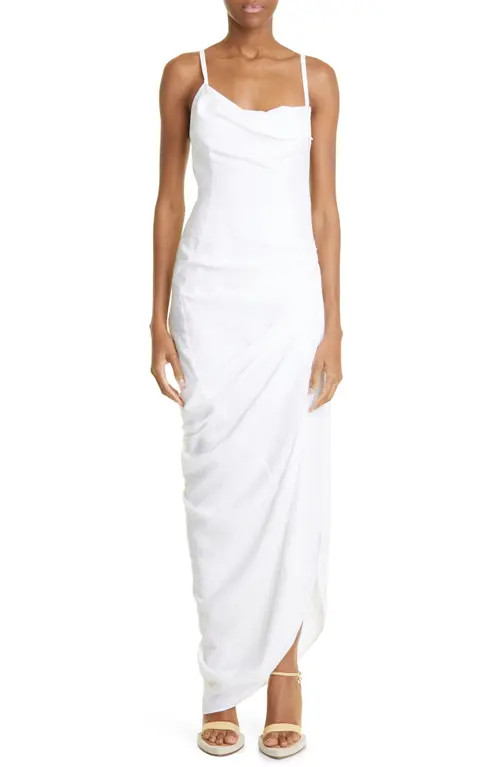 Jacquemus La Robe Saudade Asymmetric Maxi Dress in White at Nordstrom, Size 8 Us | Nordstrom