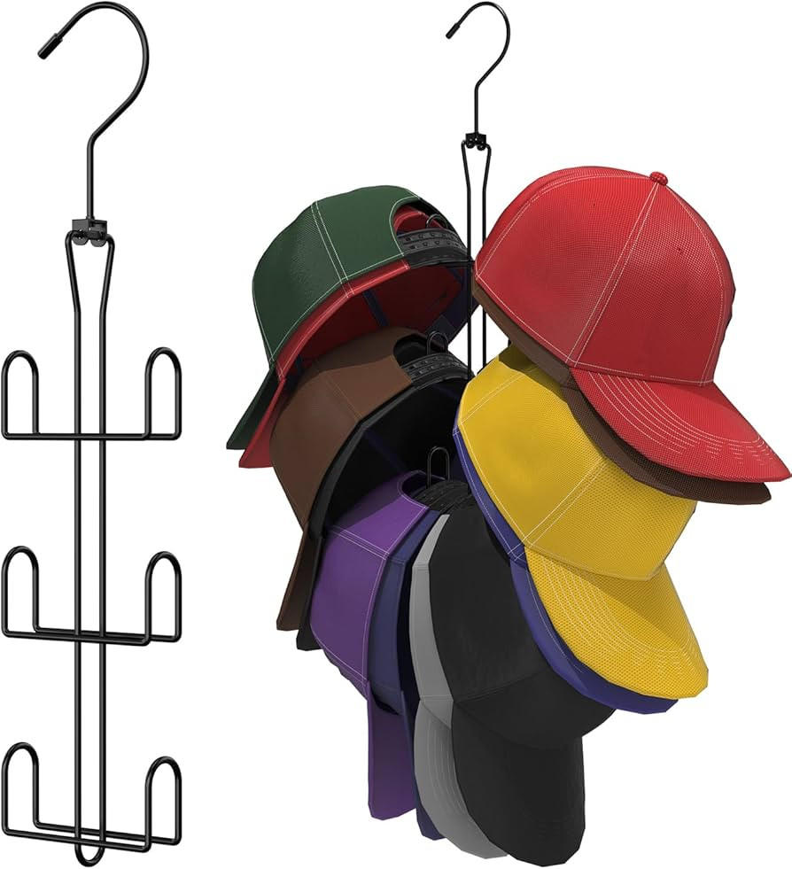 Ulimart Hat Hanger 2pcs Metal Hat Storage For Baseball Caps,Rotatable Hat Organizer For Closet,Ha... | Amazon (US)
