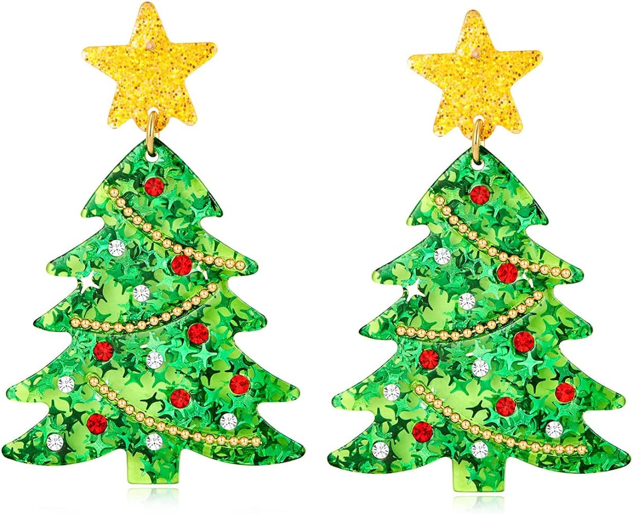MUYAN Christmas Earrings for Women Holiday Earrings Jingle Bell Bow Tree Snowflake Stars Earrings... | Amazon (US)