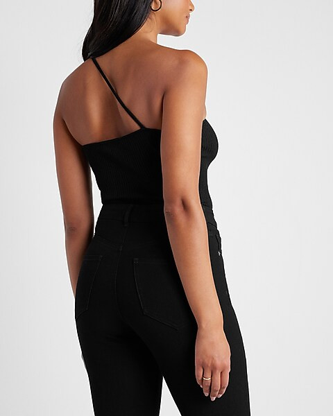 Ribbed One Shoulder Thong Bodysuit | Express