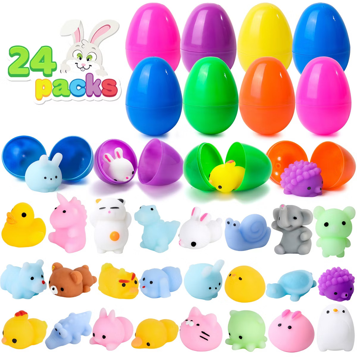 Joyfy 24 Packs Mochi Squishy Toy Prefilled Easter Eggs, Stress Reliever Squishy Toy for Easter Th... | Target