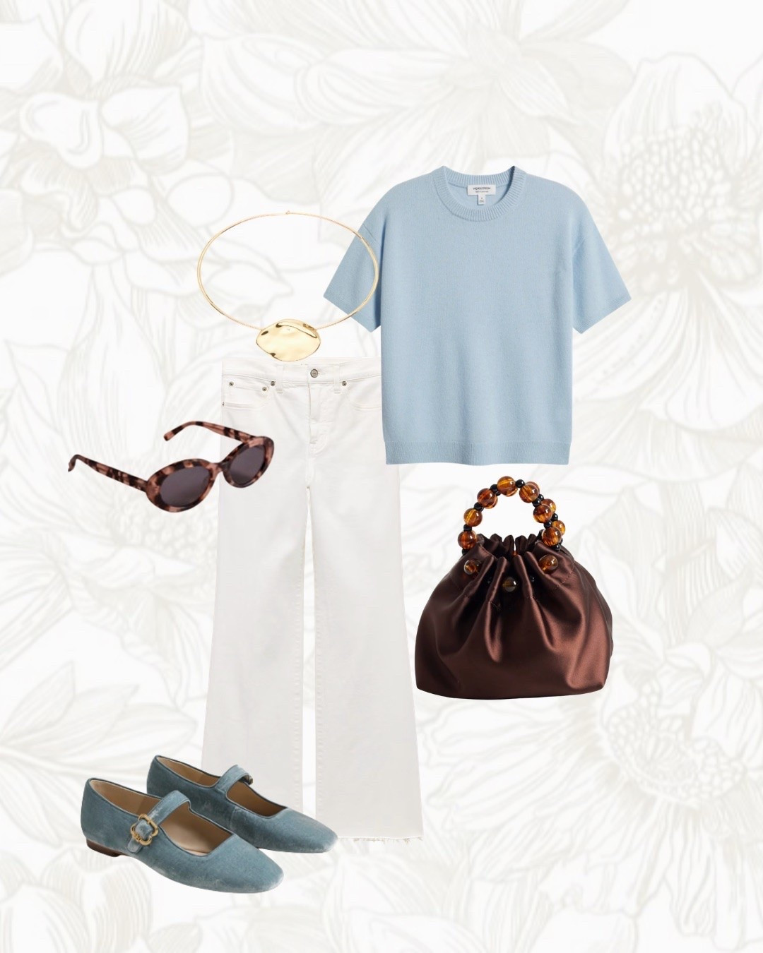 Fall outfit Inspo! Loving the blue with pops of brown together! Such staple closet items that work for every season!
