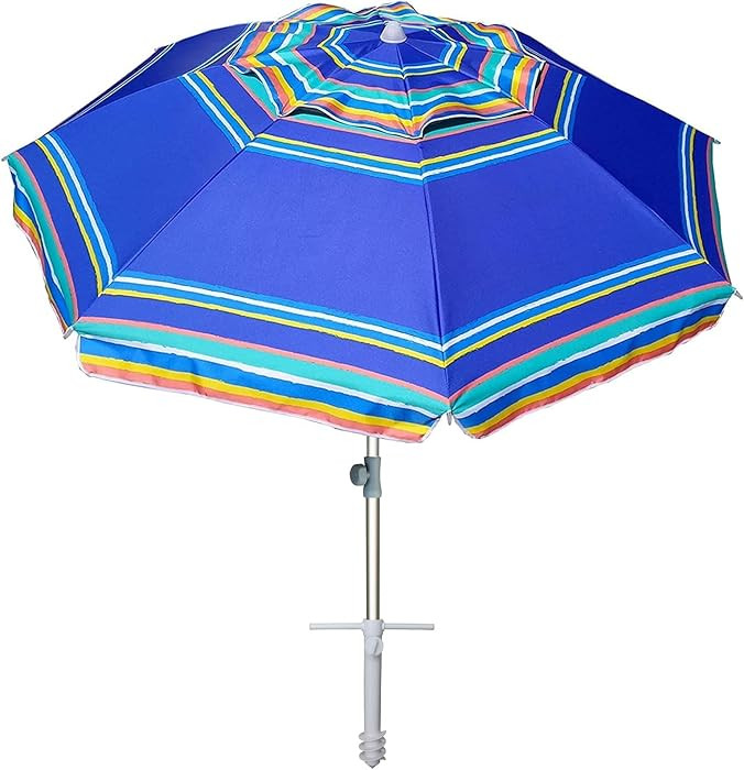 AMMSUN 7ft Heavy Duty High Wind Beach Umbrella Parasols with Sand Anchor Vent Tilt UV 50+ Sun Pro... | Amazon (US)