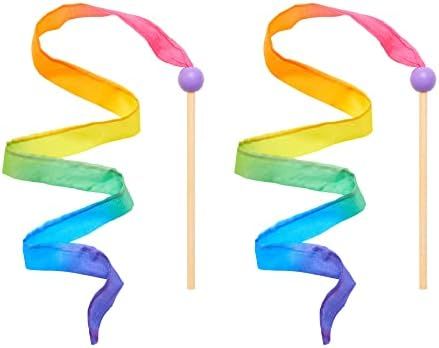 Sarah's Silks Mini Streamers - 8 Inch Handle 3 Foot Long Ribbon Wand for Kids, Pretend Play, Dance,  | Amazon (US)