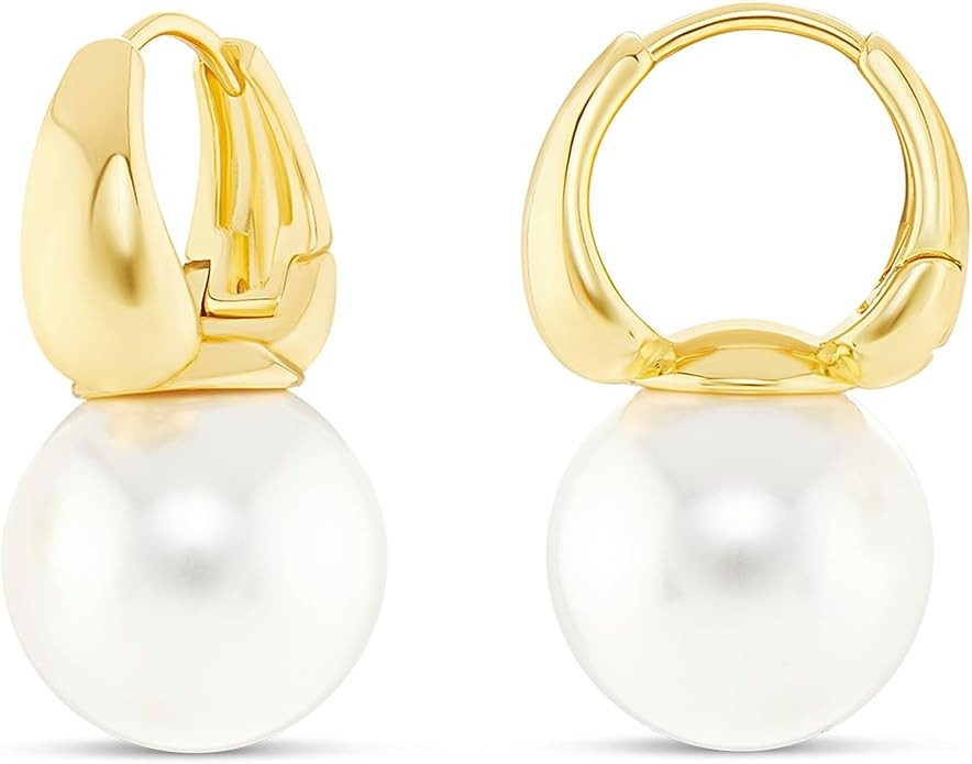 Amazon Essentials Hoops with Pearls | Amazon (US)